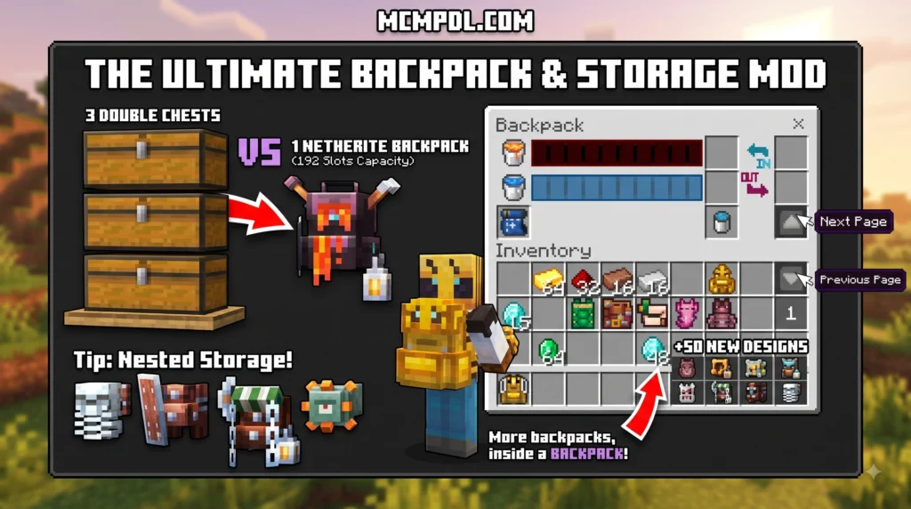 Backpacks++ Addon for Minecraft PE/Bedrock