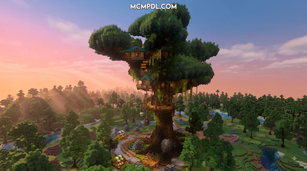 Advanced Tree House Village for Minecraft PE/Bedrock