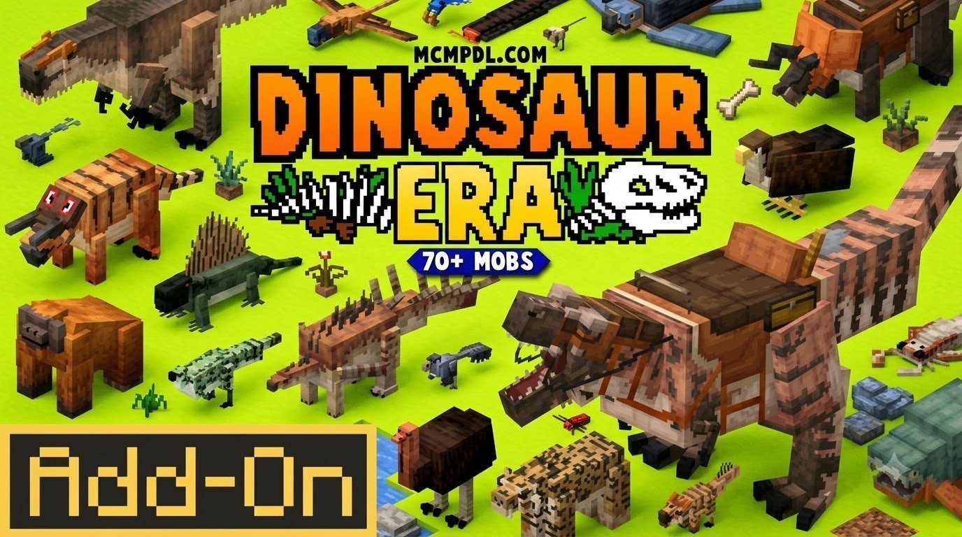 Dinosaur Era Add-On for Minecraft PE/Bedrock - Download