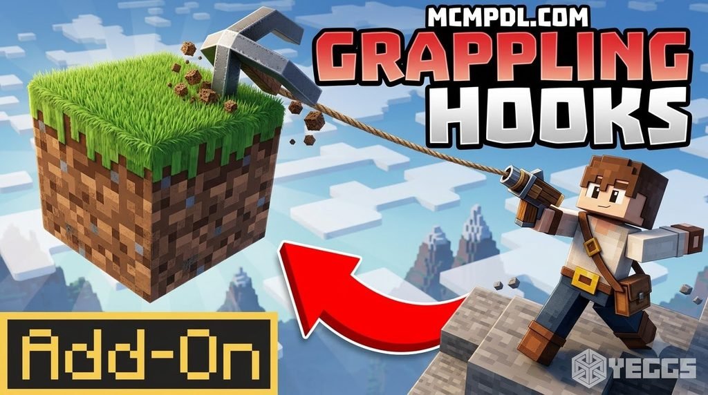 Grappling Hooks Addon for Minecraft PE/Bedrock