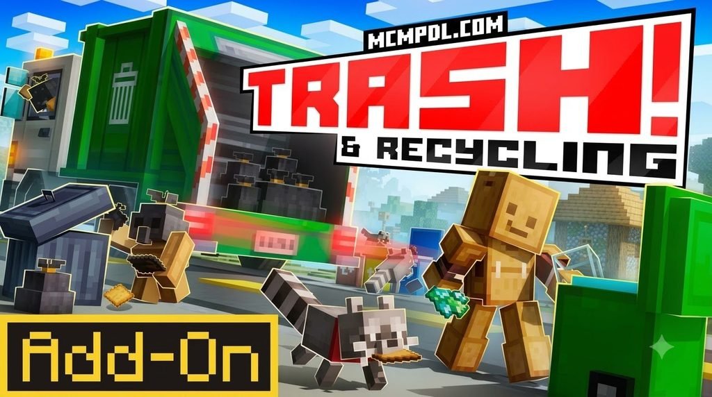 Trash and Recycling Addon for Minecraft PE/Bedrock