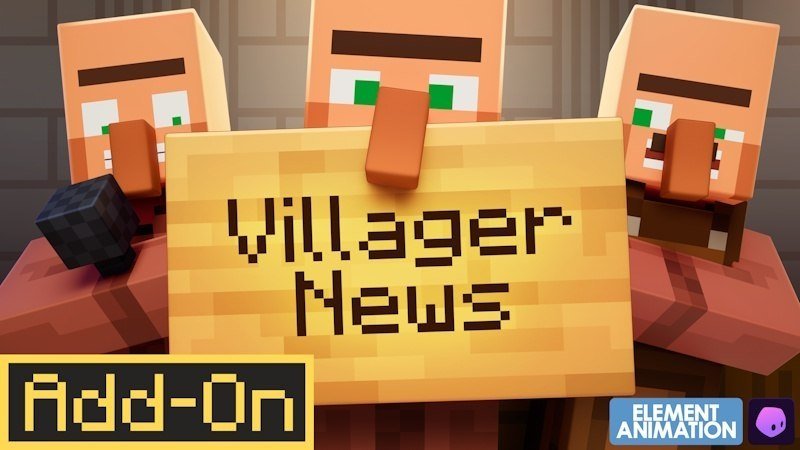 Villager News Addon for Minecraft PE/Bedrock. Discover 2,000+ voiced reactions, lip-sync villagers, gossip, special NPCs, and more
