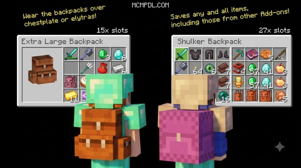 Simply Backpacks Addon for Minecraft PE/Bedrock