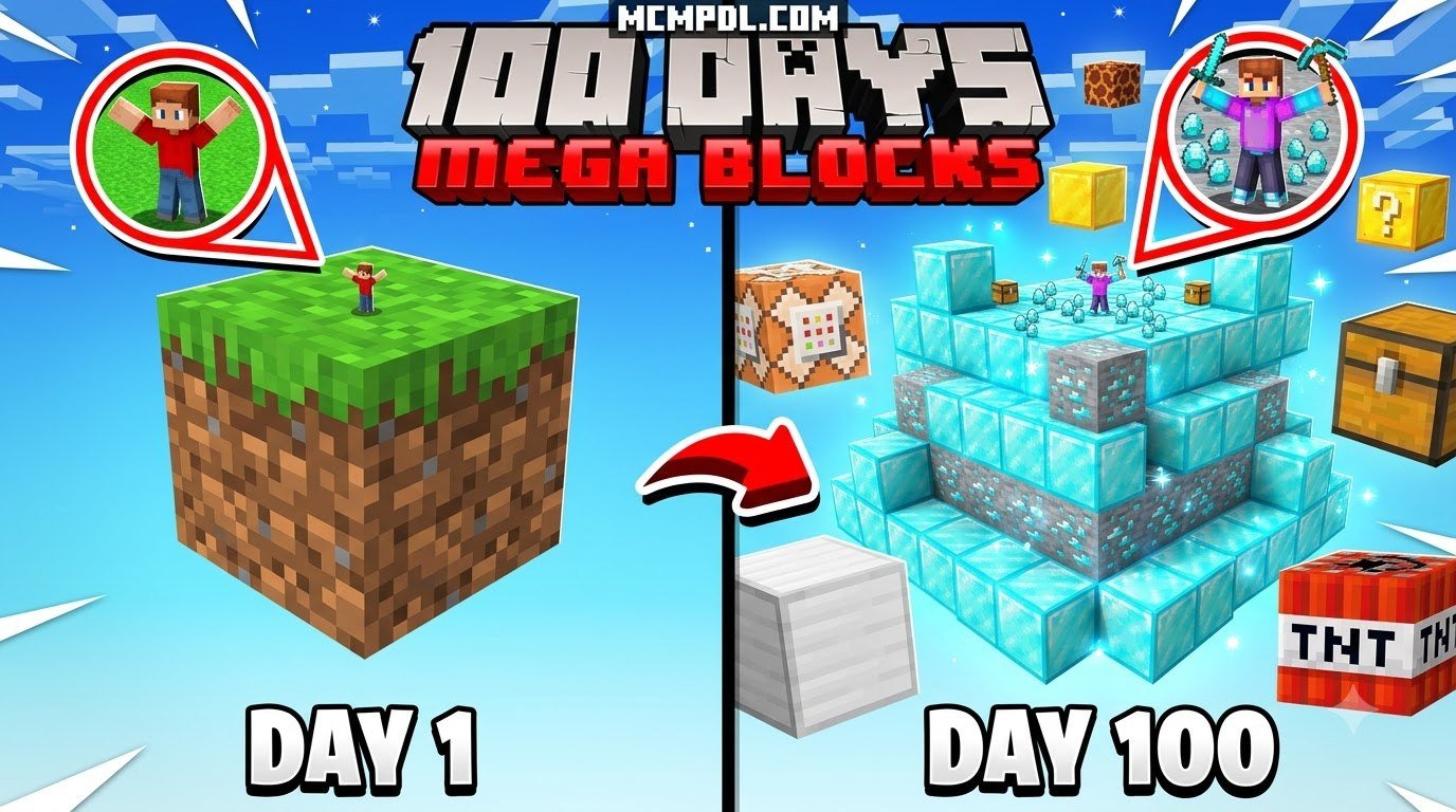 100 Days Mega Blocks World for Minecraft PE/Bedrock
