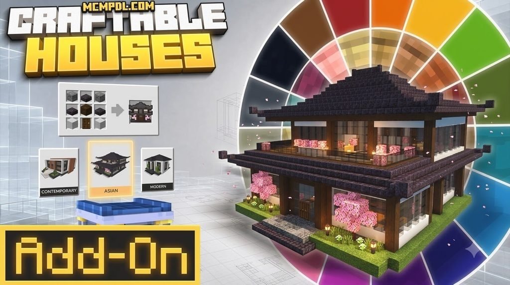 Craftable Houses Addon for Minecraft PE/Bedrock