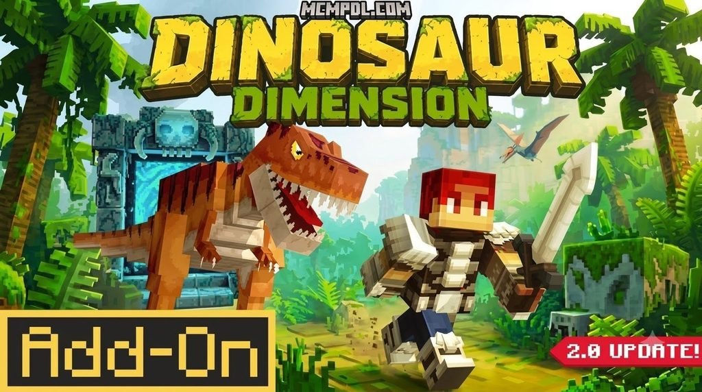 Dinosaur Dimension 2.0 Addon for Minecraft PE/Bedrock